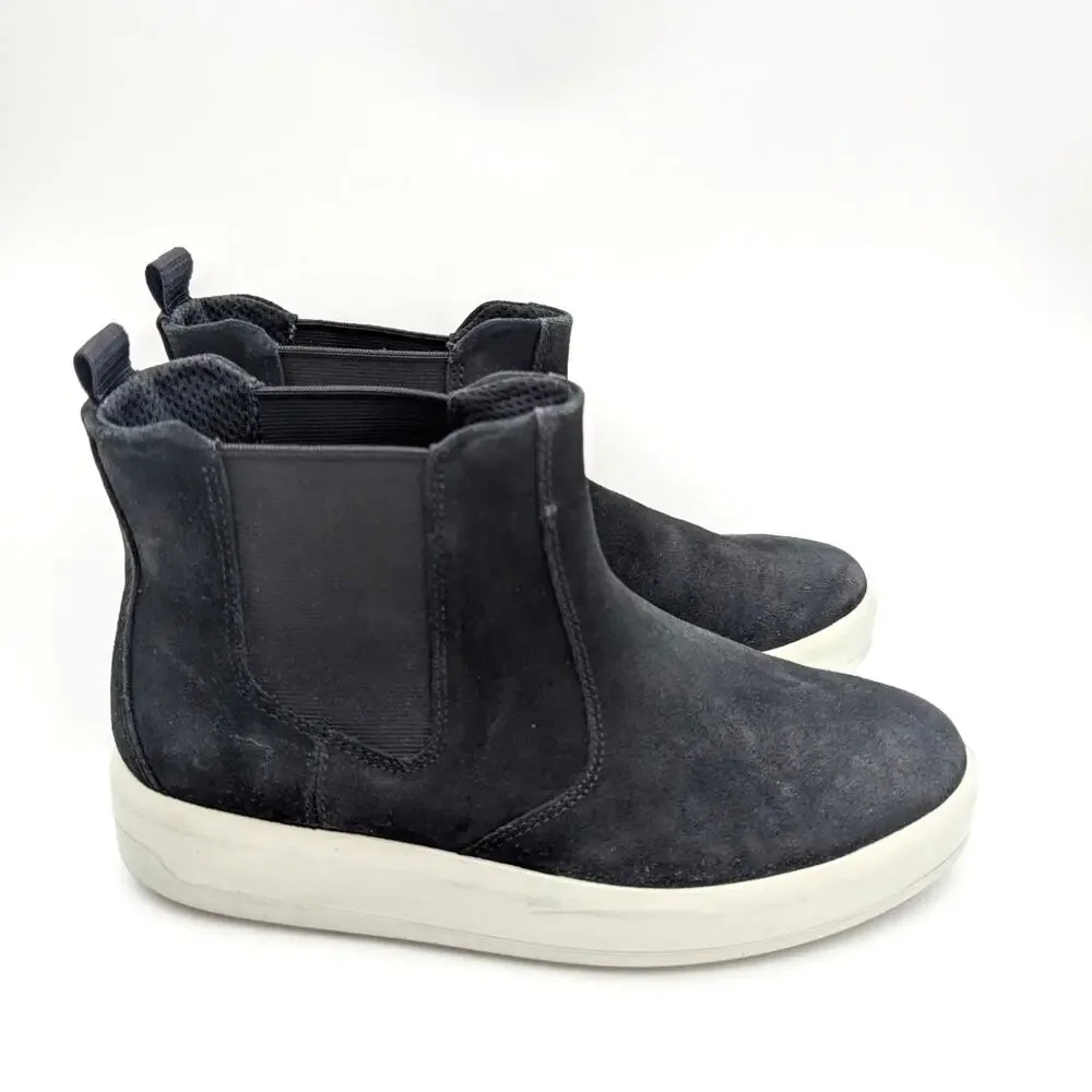 Ecco Soft 9 Classic Chelsea Boots Sneakers Women's Suede Black Size US5.5 EU36
